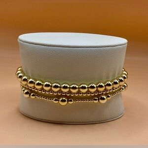 14K Gold Filled Beaded Bracelet Stack; Non tarnish, water & Sweat proof.